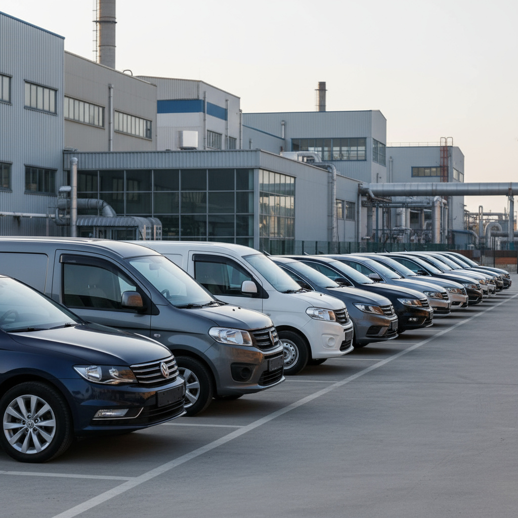 Vehículos de empresa alineados tras servicio de detailing